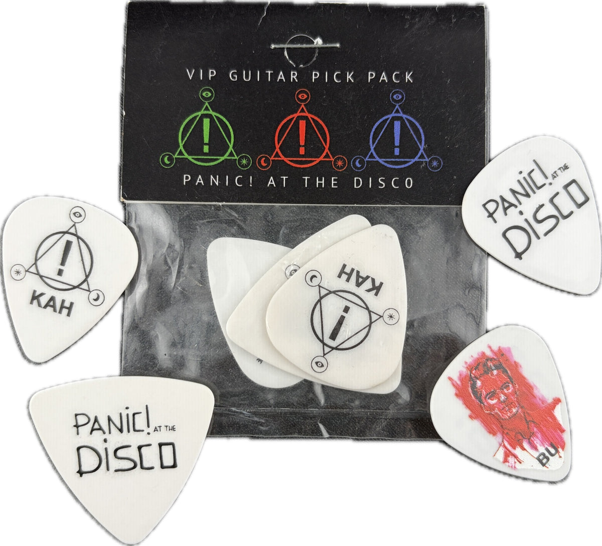 panic at the disco death of a bachelor vip guitar pick pack all designs white background pickrebel photo detail 2