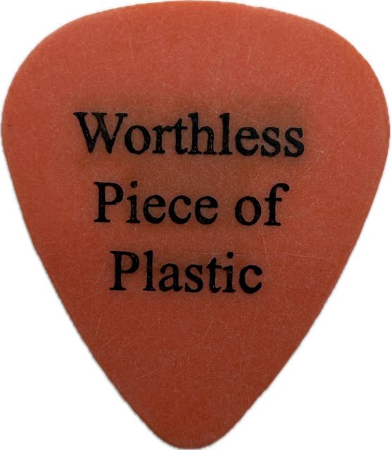 BLINK-182 2003 TOUR WORTHLESS PIECE OF PLASTIC GUITAR PICK reverse